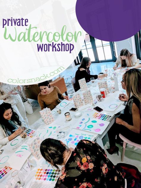 Create a unique experience for your guests, team building, and more with a private watercolor workshop! Watercolour Workshop Ideas, Watercolor Workshop Ideas, Creative Workshop Ideas, Art Retreat, Building Apartment, Color Lessons, Class Photos, Teacher Art, Artist Tutorials