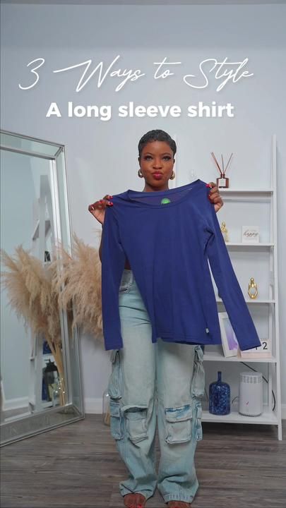 Long Sleeve Shirt Hacks, Long Sleeve Hacks, How To Style A Long Shirt, How To Style A Long Sleeve Shirt, Layered Shirts Outfit, Long Sleeve Under Shirt Outfit, T Shirt Hacks, Instagram Call, Clothes Hacks