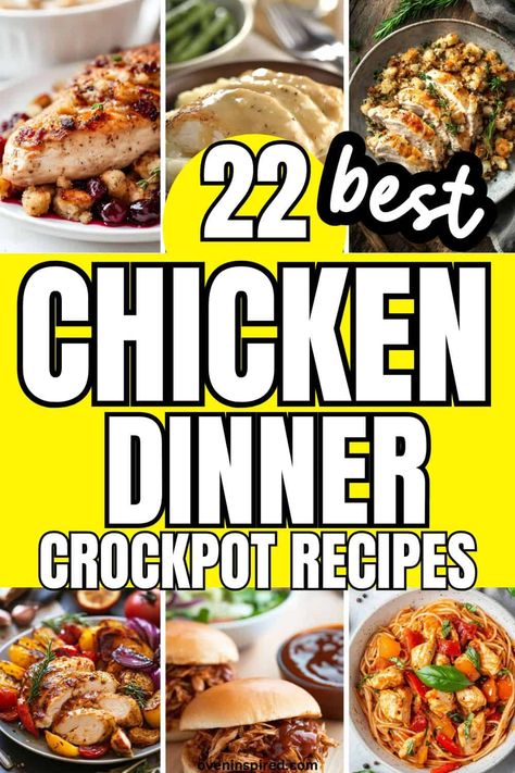 Here are 22 insanely delicious chicken dinner crockpot recipes. These chicken dinners are easy to put together. Dump chicken crockpot recipes are here so make sure to save this pin! Best Chicken Crockpot Recipes Easy, Raw Chicken Crockpot Recipes, Flavorful Crockpot Chicken, Easy Chicken Crockpot Dinner Recipes, Quick Easy Crockpot Meals Chicken, Crockpot Recipes No Chicken, Chicken Nugget Crockpot Recipes, Chicken Crockpot Recipes For Two, Crockpot Chicken Recipes For 2