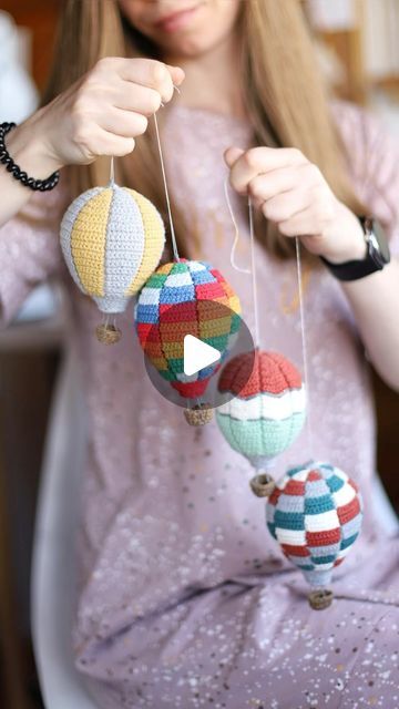 Crochet Air Balloon, Hot Air Balloon Crochet Pattern, Crochet Hot Air Balloon, Hot Air Balloon Crochet, Balloon Crochet, Balloon Mobile, Air Balloons, Which One Are You, Be Better