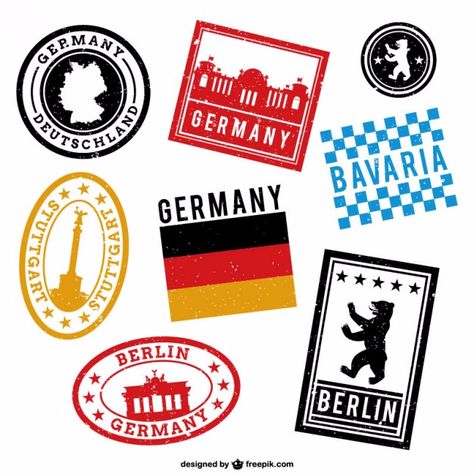 German Illustration, German Symbols, Germany Party, Wooden Epoxy, German Study, World Thinking Day, Travel Stamp, Europe Germany, Germany Flag