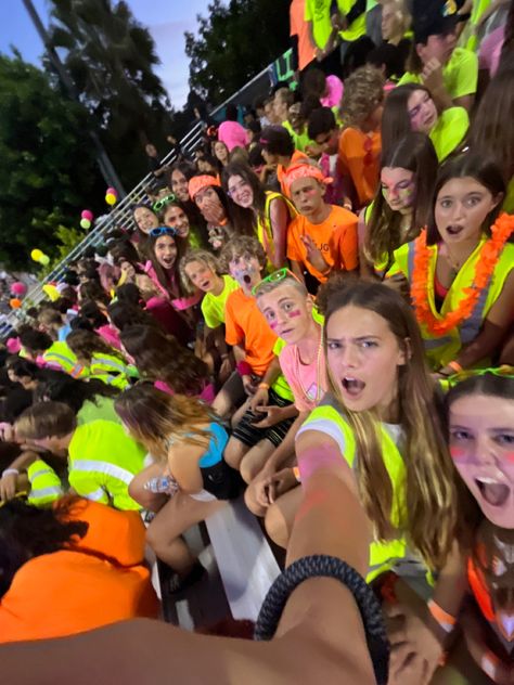 Neon Game Theme, Highschool Football Game Themes, Black Out For Football Games, Hs Football Games, Fnl Neon Out, Neon Football Game Outfit, Neon Fnl Theme, Football Game Outfit Inspo High School, Highschool Football Themes