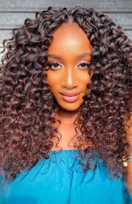 Crochet Wavy Hair, Individual Crochet Braids, Crochet Braids Hairstyles Curls, Deep Twist Crochet Braids, Crochet Hair Styles Freetress, Crochet Curls, Box Braid Hair, Hairstyle Braided, Curly Crochet Hair