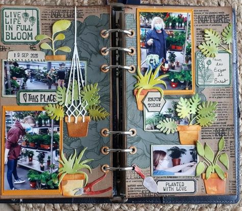 Cool Scrapbook Ideas, Fantasy Journal Pages, Doctor Journal, Scrapbook Spreads, Travel Junk Journal, Hanging Potted Plants, Travel Journal Scrapbook, Travel Art Journal, Art Journal Cover