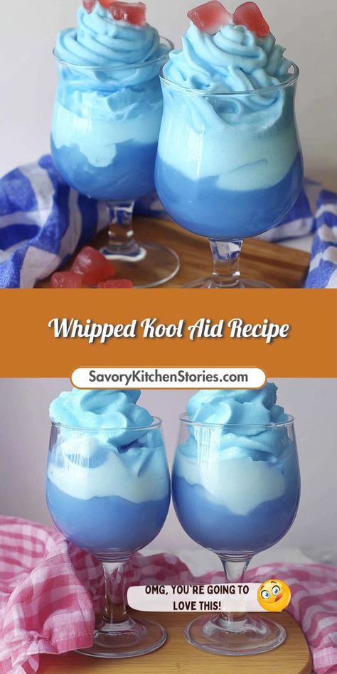 Craving a unique twist on your favorite flavors? This Whipped Kool Aid Recipe transforms classic Kool Aid into a creamy, dreamy delight! Don’t forget to save this candy drink gem for easy access to a guaranteed hit at parties or as a fun afternoon refresher. Kool Aid Recipes Drink Mixes, Candy Drinks, Drink Mixes, Kitchen Stories, Kool Aid, Heavy Whipping Cream, Mixed Drinks, Delicious Food, Easy Access