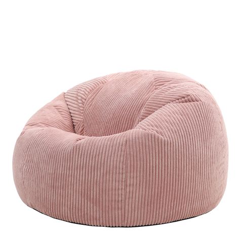 Designed for those who love to lounge, prepare to sink into this soft, sophisticated cord beanbag, and relax as you have never relaxed before. The cozy texture of the cord will provide hours of comfort so you can relax with a good book in hand. This vintage-inspired, classic beanbag shape easily adapts to your everyday life. Whether it be a restful chair for one in your bedroom, or a social seat to join friends in the living area, this bean bag will create a laid-back atmosphere. The deep seat a Pink Bean Bag, Corduroy Bean Bag, Large Bean Bags, Adult Bean Bag Chair, Cozy Chair, Bag Chair, Bedroom Chair, Cute Room Decor, My New Room