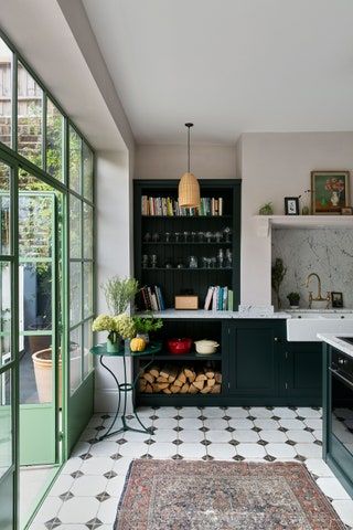 Clarence Graves London house | House & Garden Kitchen Sitting Room, Crittal Windows, Home Office Inspiration, London House, Dark Kitchen Cabinets, Victorian House, Kitchen Extension, House Garden, Office Inspiration