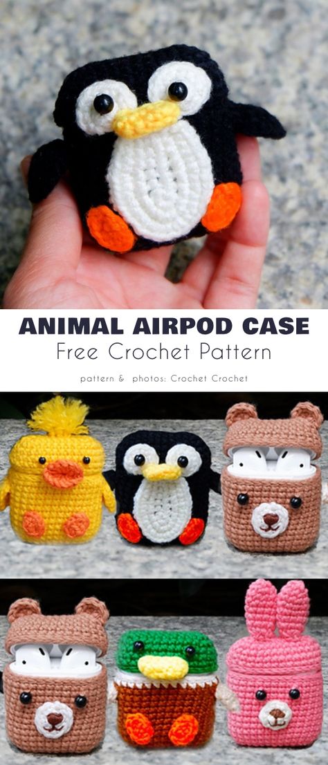 Animal Airpod Case Beginner Crochet Projects Animal, Crochet Airpod Holder Free Pattern, Sew Airpod Case Pattern, Crochet Headphone Case Free Pattern, Airpod Bag Crochet, Diy Crochet Airpod Case, Free Airpod Case Crochet Pattern, Air Pods Case Crochet Pattern, Airpod Holder Crochet