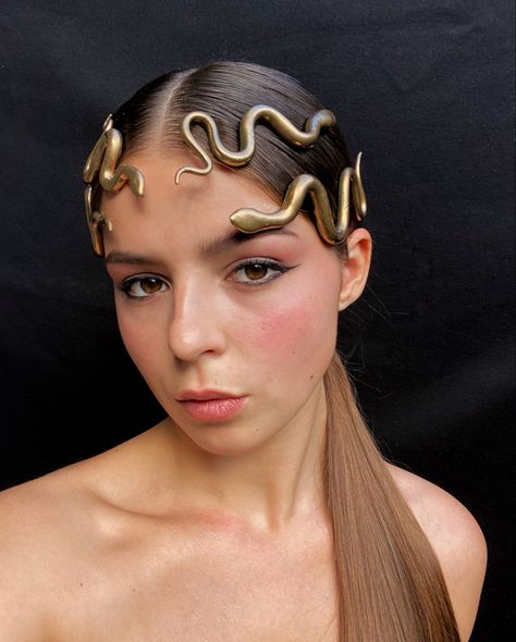 Woman With Snake, Snake Makeup, Snake Hair, Animal Spirit Guide, Animal Adaptations, Face Jewels, Pet Portrait Painting, Hair Accessories Boho, Exotic Pets