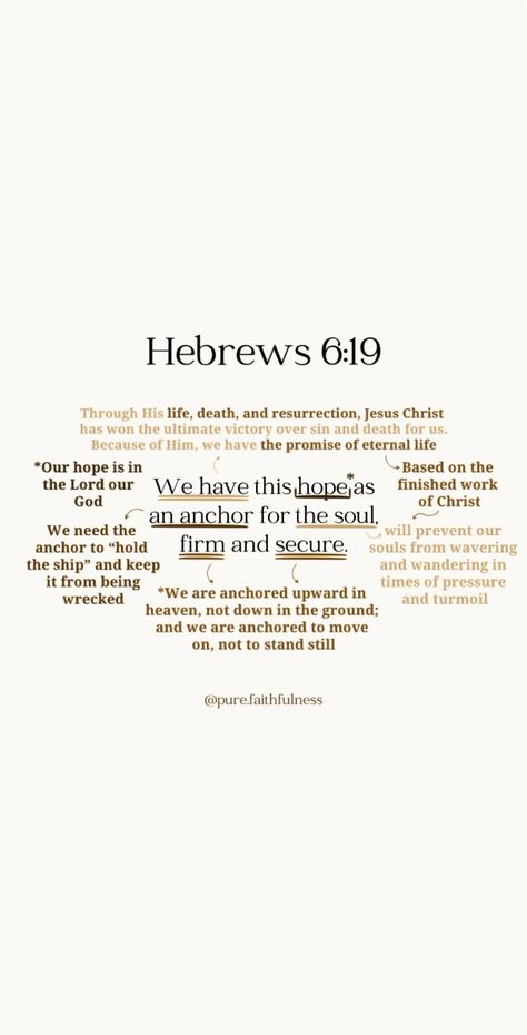 Hebrews 6:19 Wallpaper, Hebrew 6:19, Hebrews Wallpaper, Biblical Hebrew Words, Hebrews 6:19, Hebrews 4:12, Bible Study Group Aesthetic, Verse Mapping Scriptures, Hebrews Bible Study