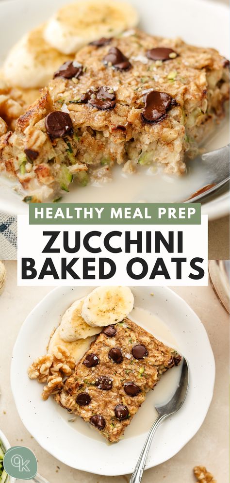 Oatmeal With Vegetables, Zucchini Oatmeal Bake, Zucchini Baked Oats, Zucchini Baked Oatmeal, Healthy Vegan Meal Prep, Baked Oatmeal Recipes Breakfast, Baked Oatmeal Recipes Healthy, Okonomi Kitchen, Zucchini Oatmeal