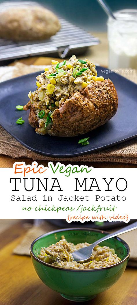 vegan tuna mayonnaise, TVP, soya chunks Baked Potato Fillings, Quick Vegan Recipes, Vegan Mayonaise, Vegan Tuna, Chickpea Tuna Salad, Chickpea Tuna, Jackfruit Recipes, Healthy Asian Recipes, British Dishes