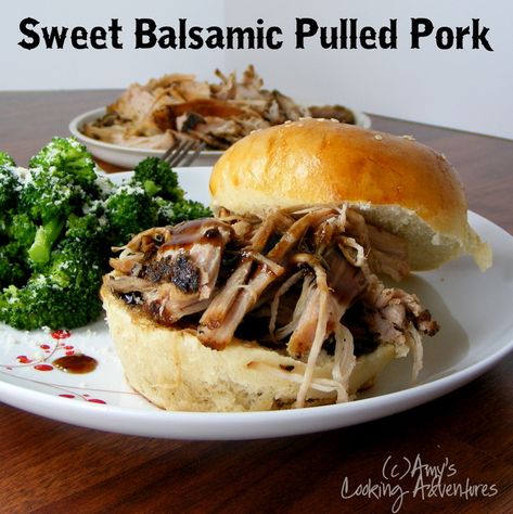 Amy's Cooking Adventures: Sweet Balsamic Pulled Pork Balsamic Pulled Pork, Crock Pot Freezer, Freezer Cooking, Crock Pot Cooking, Family Friendly Meals, Pulled Pork, Pork Recipes, Crock Pot, Crockpot Recipes