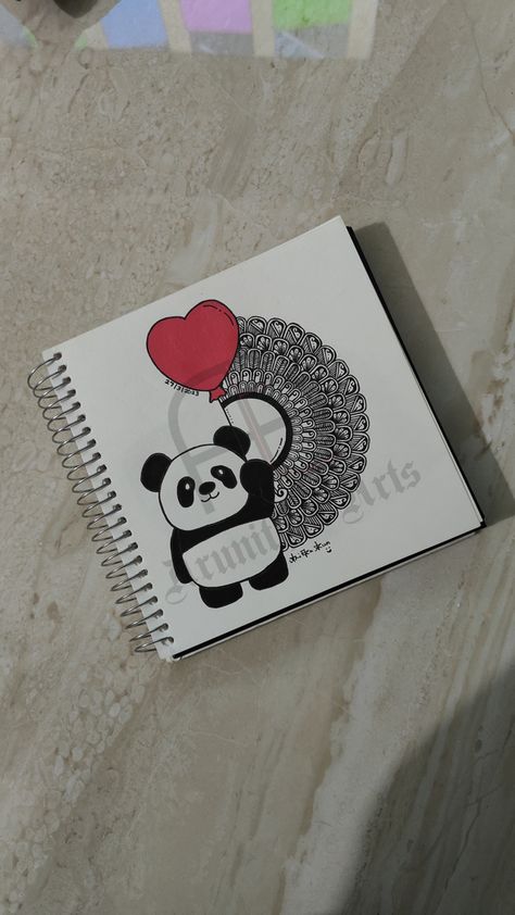 Happy with what you have❤️ Cartoon Mandala Art, Panda Mandala Art, Panda Mandala, Cute Mandala, Mandala Mehndi, Diy Mandala, Mandala Book, Mini Mandala, Easy Mandala