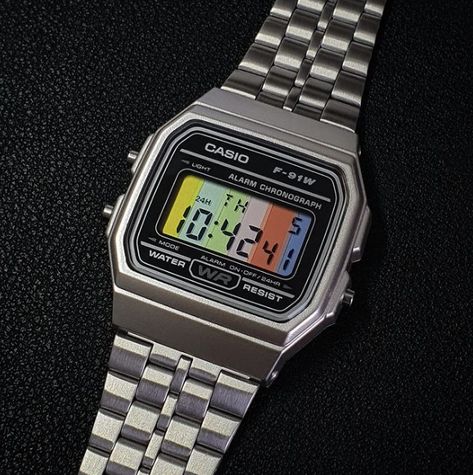 Modded Casio F-91W (Water Resist) with custom LCD Casio F91w Mod, F91w Casio, Casio Lf20w, Black Panther Helmet, Biker Logo Design, Free Spirit Art, Casio Vintage Watch, Biker Logo, Vintage Racing Jacket