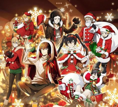 Click to read Tis’ the season to watch anime!! Any support is much appreciated!!♥️ Do you have a favorite holiday anime? Or one you enjoy watching around the holidays? Christmas Anime Official Art, Bsd Christmas Official Art, Christmas Bsd Icons, Christmas Bungou Stray Dogs, Bungou Stray Dogs Christmas, Danganronpa Christmas, Bsd Christmas, Xmas Anime, Christmas Anime