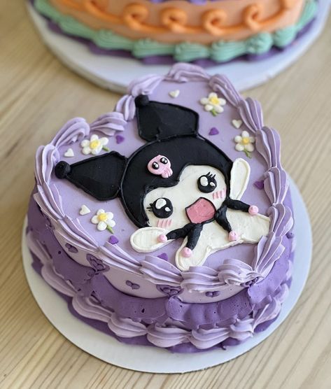 Kuromi Cake, Hello Kitty Birthday Cake, Mini Cakes Birthday, Hello Kitty Cake, Simple Birthday Cake, Fake Cake, Pretty Birthday Cakes, Cute Birthday Cakes, Girl Cake