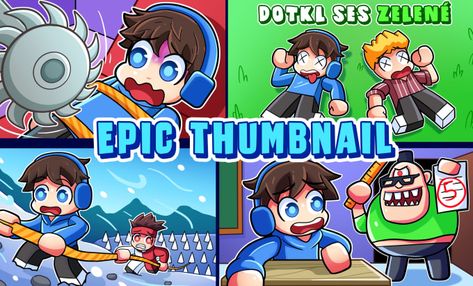 create epic cartoon thumbnail for you roblox videos Cartoon Thumbnail, Roblox Thumbnail, Game Streaming, Level Up, Design Projects, Graphic Design, Funny, Quick Saves, Design