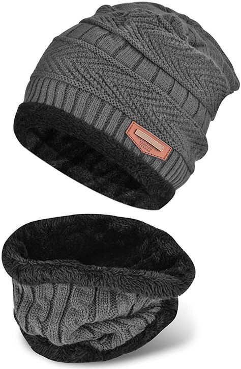 Winter Beanie Hat Scarf Set, Warm Knitted Hat and Circle Scarf, Skiing Hat Neck Warmer, Outdoor Sports Hat Sets with Fleece Liner,Gifts for Men Women Outdoor Hut, Music Hat, Winter Beanie Hat, Sports Hat, Ladies Poncho, Winter Hats For Men, Wool Caps, Warm Winter Hats, Hat And Scarf Sets