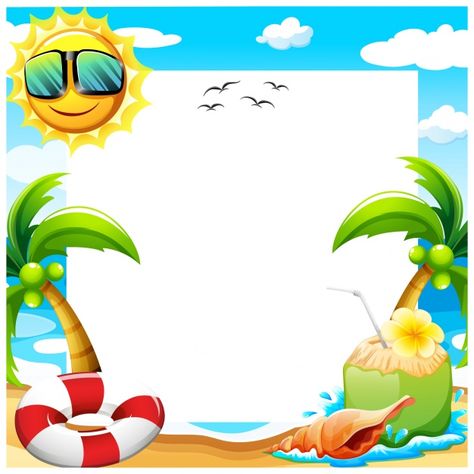 More than a million free vectors, PSD, photos and free icons. Exclusive freebies and all graphic resources that you need for your projects Kids Beach Party, Summer Kids Party, Summer Deco, Fiesta Tropical, Project Life Cards, Kids Background, Fruit Wallpaper, Invitation Background, Beach Frame