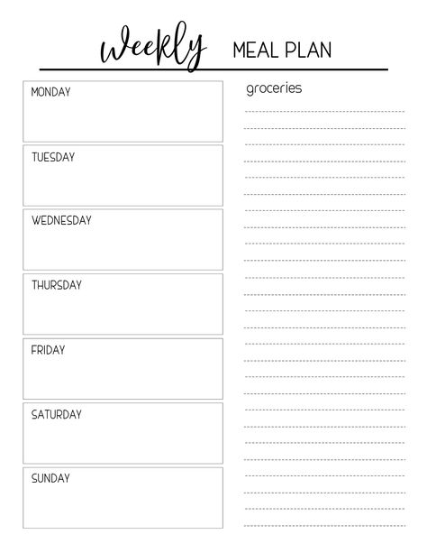 Free Printable Meal Planner Templates, Meal Planning Chart, Menu Planning Template, Menu Sans Gluten, Weekly Meal Plan Template, Weekly Menu Template, Meal Calendar, Free Meal Planner, Weekly Dinner Menu