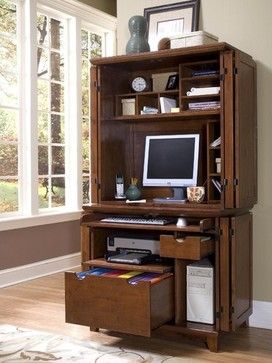 how 'bout this... Office Armoire, Dining Room Storage Cabinet, Armoire Ikea, Armoire Desk, Computer Armoire, Armoire Cabinet, Dining Room Hutch, Ikea Desk, Office Furniture Design