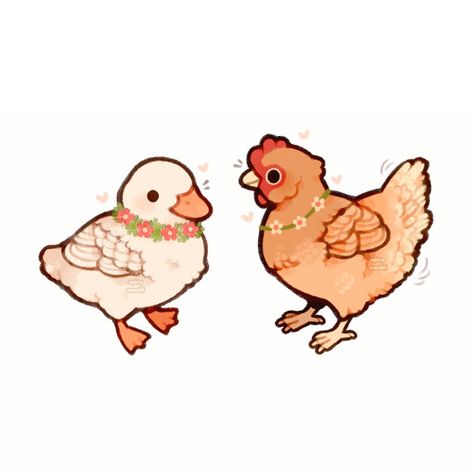 Chicken Doodles, Style Development, Flower Necklaces, Animal Doodles, Animal References, Pure Happiness, Cute Chickens, Chicken Art, Cute Animal Drawings Kawaii