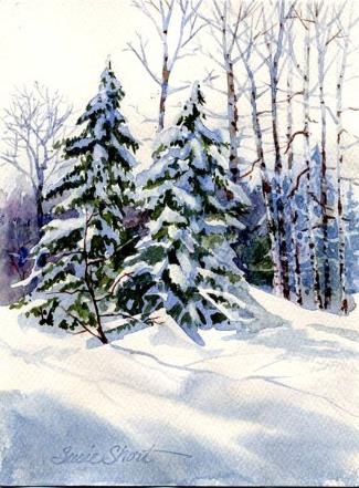 Susie Short's Watercolor Christmas Card Ideas- for painting cards Color Scenes, Watercolor Tips, Painting Snow, Winter Watercolor, Watercolor Lessons, Watercolor Christmas Cards, Watercolor Greeting Cards, Winter Painting, Watercolor Trees