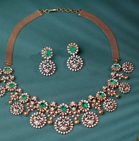 Simple Diamond Choker Indian, Stone Pendent Designs Gold, Navaratna Haram, Pretty Gold Necklaces, Purple Stone Necklace, Wedding Jewelry Sets Bridal Jewellery, Bridal Diamond Necklace, Antique Gold Earrings, Bridal Necklace Designs