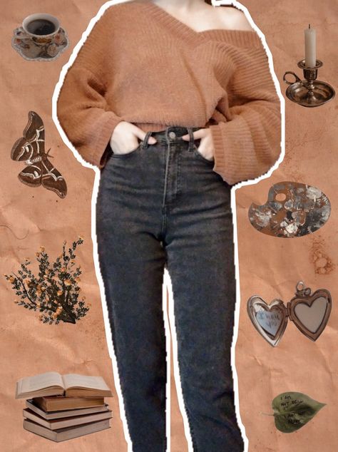 My first #darkacademia outfit and aesthetic. #autumn #style #fall #academia #hogwarts #brown #dark #forestcore #books Dark Academia Jeans, Dark Forestcore, Fall Academia, Academia Look, Dark Academia Look, Dark Academia Outfits, Dark Academia Outfit, Dark Academia Style, Academia Outfits