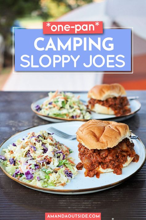 Sloppy Joe Recipe Camping, Camping Sloppy Joes, Campfire Sloppy Joes, Camp Dinners For A Crowd, Easy Camping Dinners, Camping Recipes Breakfast, Healthy Sloppy Joes, Dutch Oven Camping Recipes, Camping Dinner