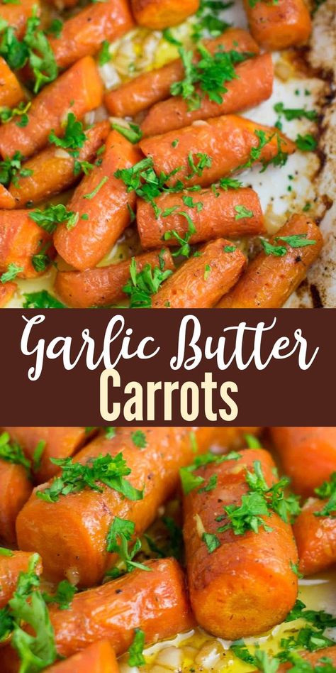 these garlic butter roasted carrots are the best easy side dish recipe! Garlic Butter Carrots, Butter Roasted Carrots, Thanksgiving Side Dishes Crockpot, Thanksgiving Side Dishes Healthy, Carrots Side Dish, Roasted Carrots Recipe, Butter Carrots, Thanksgiving Side Dishes Easy, Side Dish Recipes Easy