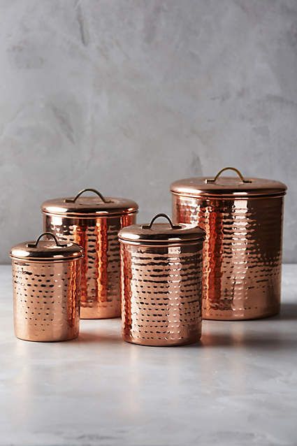 Scanned for my single gal apartment. I'll bake you something with the flour I store in here! #copper Cooper Kitchen, Copper Kitchen Accessories, Copper Canisters, Rose Gold Kitchen, Copper Kitchen Decor, Interior Design Help, Copper Rose Gold, Copper Decor, Gold Kitchen