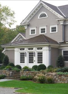 Taupe Cottage Exterior, Intellectual Gray Exterior, Intellectual Gray, Exterior Gray Paint, Gray Exterior, Exterior Paint Color, Exterior Color Schemes, Grey Exterior, House Siding