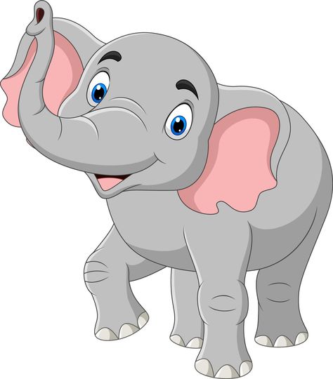 Elephants For Kids, Cute Elephant Cartoon, Cute Jungle Animals, Elephant Vector, Elephant Cartoon, Animal Cutouts, Elephant Pictures, Cartoon Birds