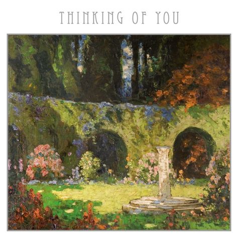 In an Old World Garden by Thomas Edwin Mostyn, Thinking of you card from the Occasions range by Museums & Galleries Kate Allen, John Everett Millais, Bo Bartlett, Garden Painting, Romantic Garden, Art Uk, Old Paintings, Large Picture, Pretty Art