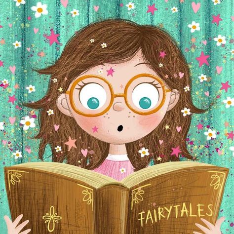 Illustration Art Kids, Magical Book, Reading Art, Book Illustration Art, Animal Illustrations, Reading A Book, Girl Reading, Whimsical Illustration, Art And Illustration