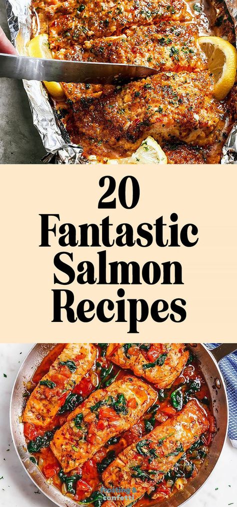 Looking for some amazing salmon recipes to brighten up your dinner or lunch? Try one of these wonderful salmon recipes that will satisfy your taste buds and bring joy to your table. From grilled salmon to creamy salmon pasta, these recipes will make your mealtime extra special. Baked Honey Garlic Salmon In Foil and Tuscan Garlic Salmon Skillet. Grilled Salmon Fillets, Garlic Confit Salmon, Whiskey Salmon Recipes, Fresh Salmon Recipes Baked, Salmon Thanksgiving Recipe, Silver Salmon Recipes, Dinner Party Salmon, Salmon Recipes Skin On, Salmon Rockefeller Recipe