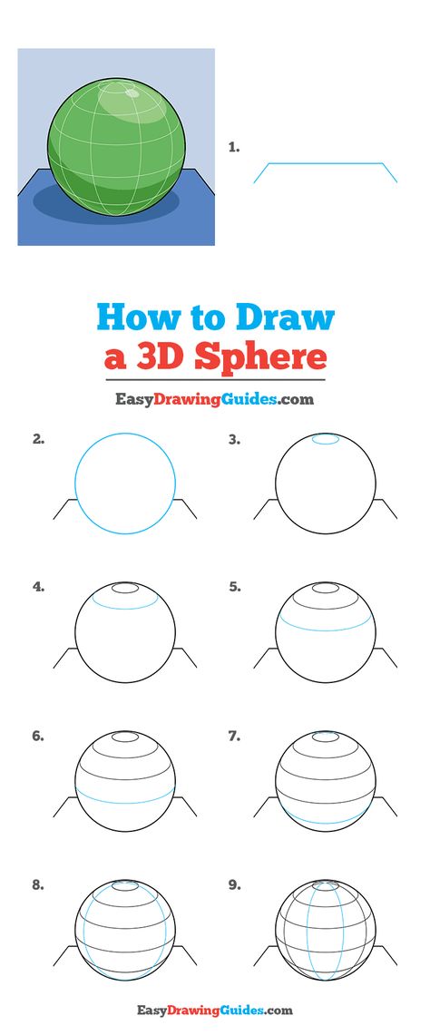 Sphere Drawing, 3d Sphere, Geometric Shapes Drawing, Basic Sketching, 3d Geometric Shapes, Drawing Tutorials For Beginners, Drawing Lesson, Easy Drawing Tutorial, 3d Figures