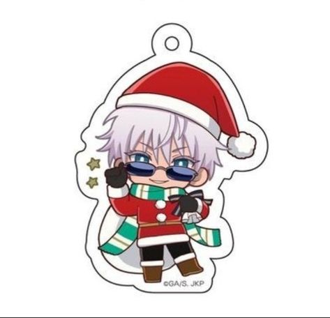 Anime X Christmas, Gojo Satoru Christmas Icon, Cute Christmas Icons Anime, Jujutsu Kaisen Christmas Wallpaper, Gojo Christmas Fanart, Gojo Satoru Christmas Pfp, Jujutsu Kaisen Christmas Pfp, Gojo With Santa Hat, Jujutsu Kaisen Christmas Icons