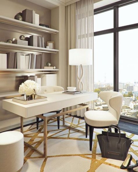 Working Room, Glam Office, Feminine Office, Office Interior Design Modern, Modern Office Interiors, Modern Office Design, 아파트 인테리어, House Decorating, Design Del Prodotto