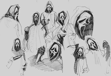 Ghostface Drawing, Small Drawing, Horror Drawing, Horror Villains, Slasher Movies, Horror Movie Icons, Horror Movie Art, Drawing Simple, Horror Icons