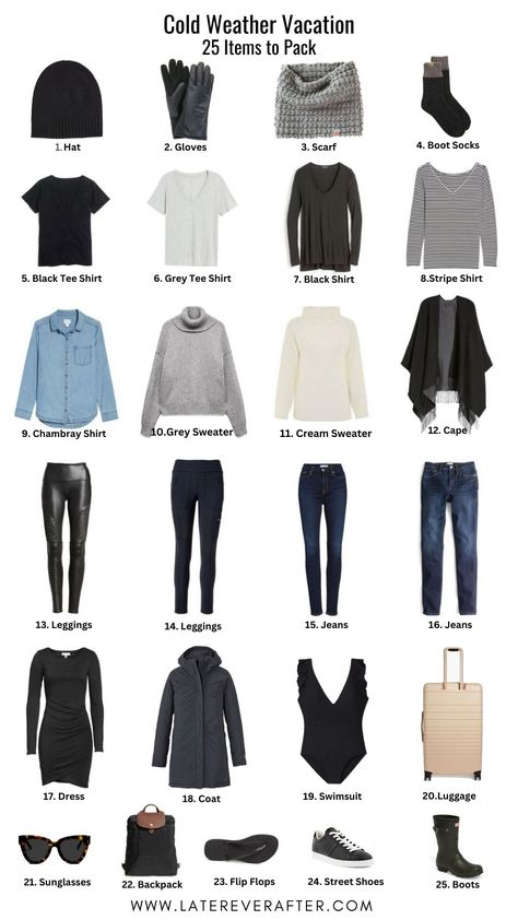 How To Pack For Cold Weather Trip, Winter Packing List Carry On, Packing For A Winter Vacation, Weekend City Break Outfit Winter, 10 Day Trip Packing List Winter, 2 Week Winter Packing List Cold Weather, Winter Weekend Packing List, Winter Packing List Cold Weather Travel, What To Wear In 20 Degree Weather