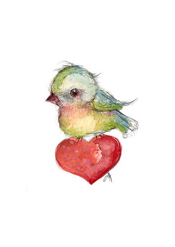 bird valentine | valentine gift,original painting watercolor… | Flickr Vigan, A Heart, Watercolor Painting, Valentines, Red, Watercolour Painting, Valentine's Day