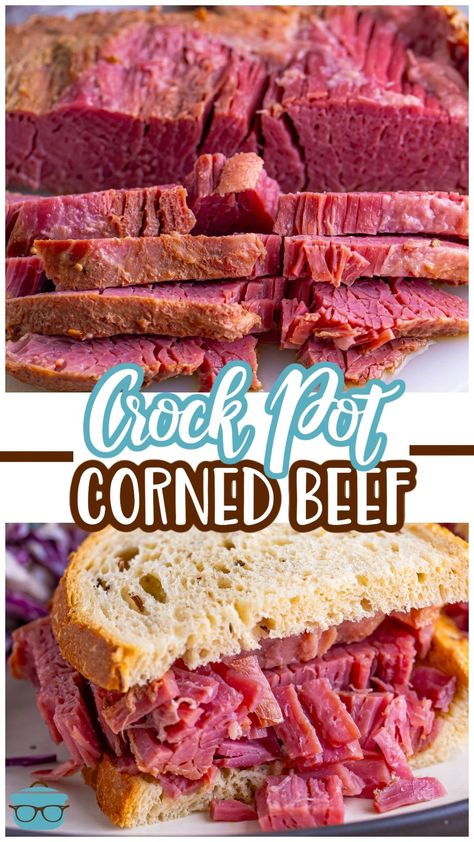 From just 6 ingredients and your crock pot, you'll get the most tender and flavor slices of beef brisket with this recipe for Slow Cooker Corned Beef! Beef Brisket Crock Pot, Corn Beef Recipes, Recipe With Carrots, Beef Stroganoff Recipes, Pork Pot Roast, Tender Corned Beef, Brisket Crock Pot, The Country Cook Recipes, Corned Beef Recipes Slow Cooker