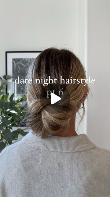 adison walker | hair stylist on Instagram: "what’s your go to date night hairstyle?? I love this knot bun 😍   #utahhairstylist #weddinghair #datenighthair" Easy Wedding Guest Hair Ponytail, Heatless Wedding Guest Hairstyles, Mid Hair Updo Simple, Night Bun Hairstyles, Low Bun Simple Hairstyles, Cute Hairstyles Low Bun, Cute Night Time Hairstyles, Low Bun For Mid Length Hair, Professional Low Bun Hairstyles