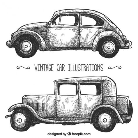 Old Car Drawing, Vintage Car Illustration, Transportation Illustration, Transportation Logo, Vw Art, Drawing Machine, Peacock Painting, Retro Vector, Car Illustration