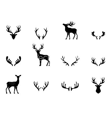 Set of antlers silhouette vector Small Buck Tattoo For Women, Stag Silhouette Tattoo, Simple Stag Tattoo, Minimal Deer Tattoo, Small Deer Tattoos For Women, Doe Tattoo Simple, Elk Tattoo Feminine, Small Antler Tattoo, Caribou Tattoo