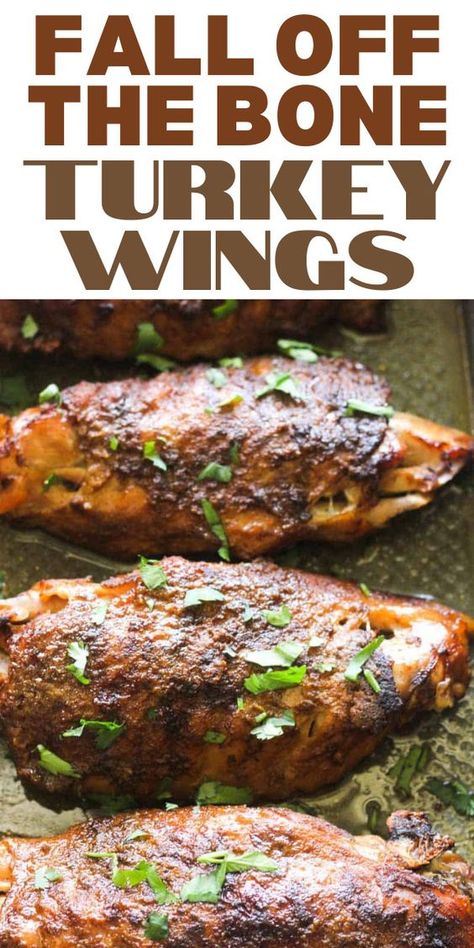 There is nothing more satisfying than biting into a tender, meaty and moist turkey wing. Learn the simple steps and top tips for how to make turkey wings fall off the bone every time! Roast Turkey Wings, Turkey Gravy Made From Turkey Wings, Fall Off The Bone Turkey Wings, Marinade For Turkey Wings, Turkey Wings With Gravy, Cooking Turkey Wings In Oven, Braised Turkey Wings, Soul Food Turkey Wings, Thanksgiving Turkey Wings