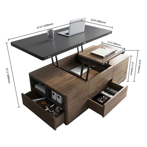 Convertible Wooden Lift Top Coffee Table With Universal Wheels And Ample Storage - hernest Convertible Coffee Table, Friends Gathering, Lift Top Coffee Table, 7 H, X 23, Modern Furniture, Convertible, Tops Designs, Modern Design